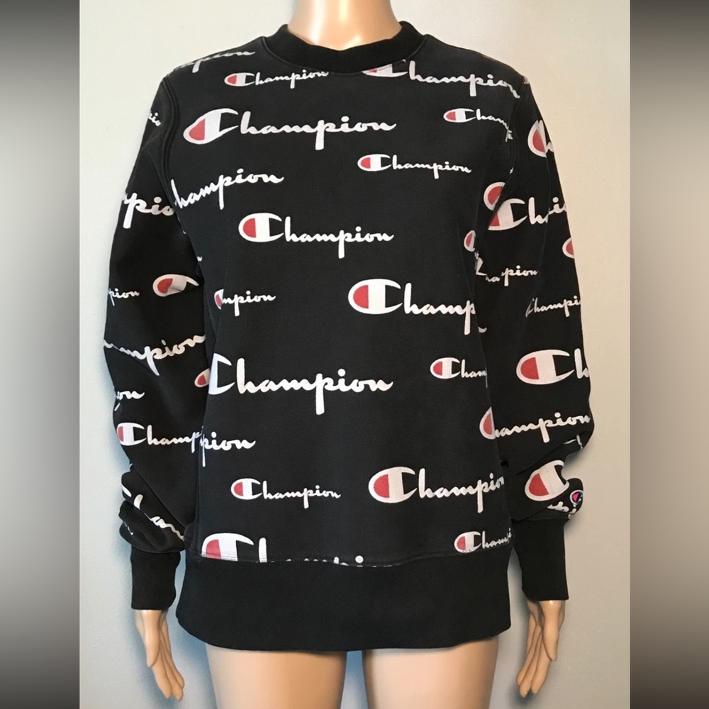 Champion Women's Sweatshirt Size S Reverse Weave Crew Neck Graphic Cotton Blend